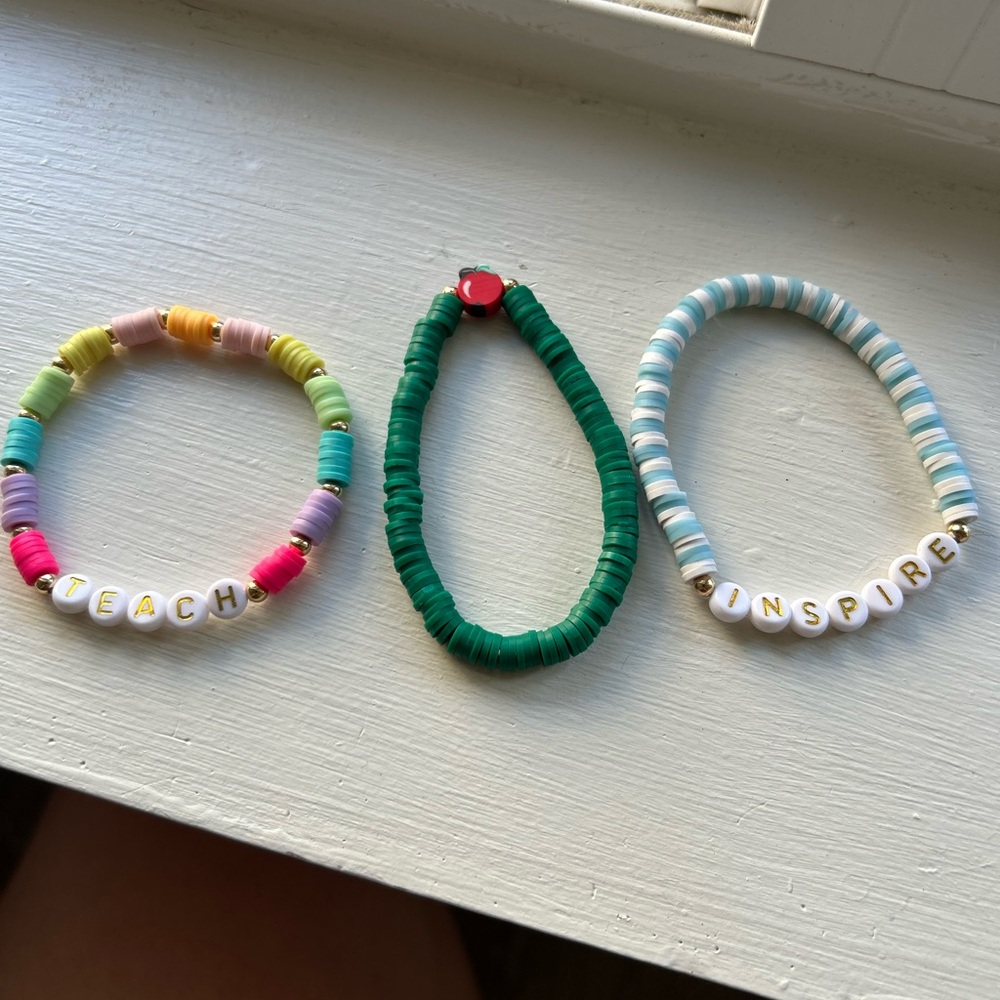 Colorful Beaded Teacher Bracelets Set